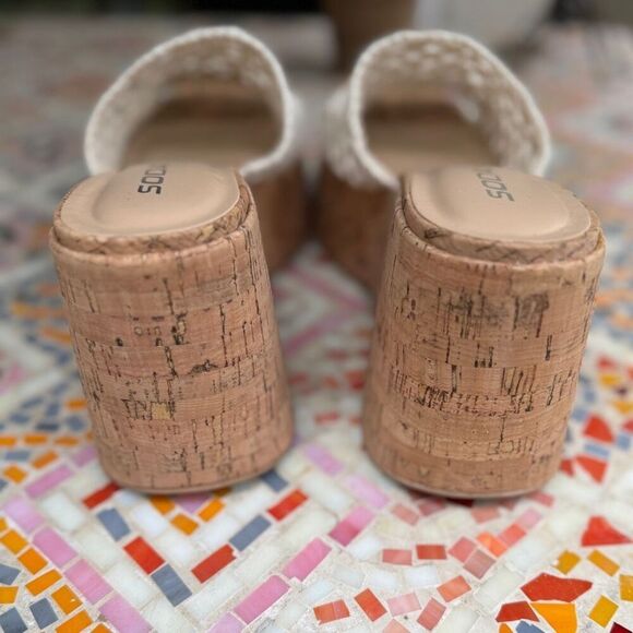 New! Soda Women’s 8.5 Macrame Woven Retro Chunky 90s Platform Wedge Sandal Cork - Picture 4 of 8